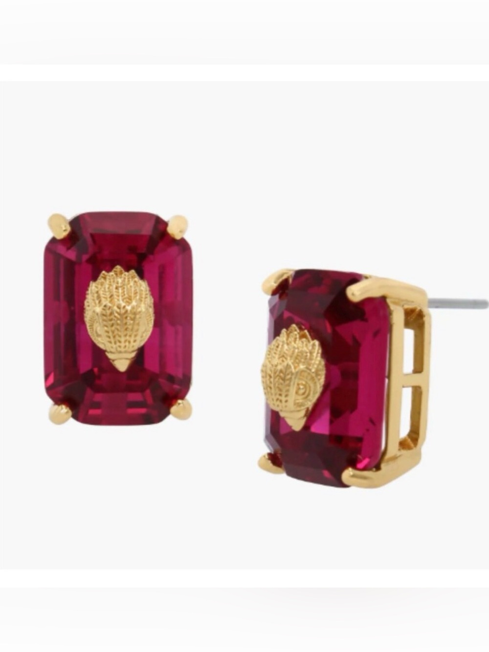 Kurt Geiger London Emerald Cut Pink Eagle Stud Earrings